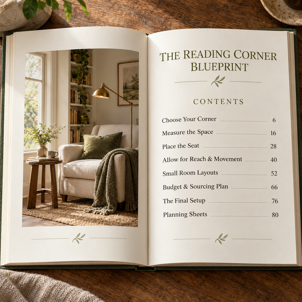 Contents preview of The Reading Corner Blueprint, a digital PDF guide.